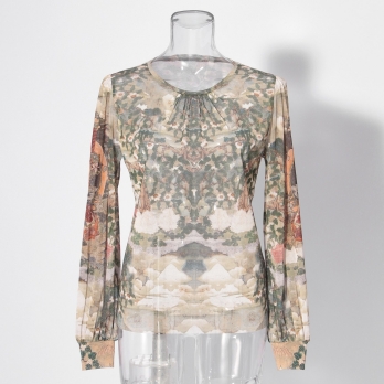 【COMING SOON】Buddha print net ブラウス 詳細画像