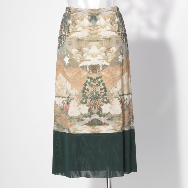 【COMING SOON】Buddha print net スカート 詳細画像 グリーン系マルチ 7