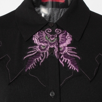 Butterfly flower embroidery on net ブラウス 詳細画像