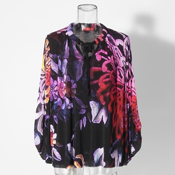 【COMING SOON】Chrysanthemum print on net ブラウス
