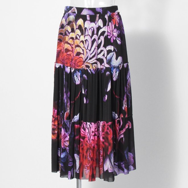 【COMING SOON】Chrysanthemum print on net スカート