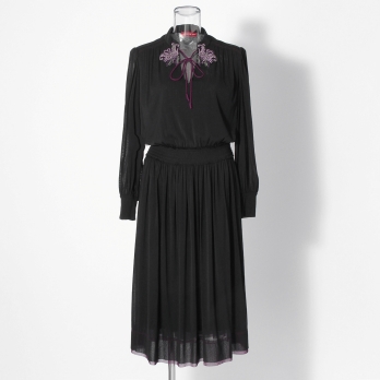 【COMING SOON】Butterfly flower embroidery on net ドレス