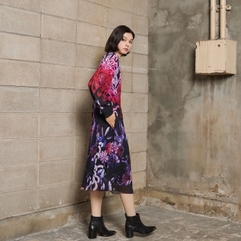 【COMING SOON】Chrysanthemum print on net ドレス 詳細画像