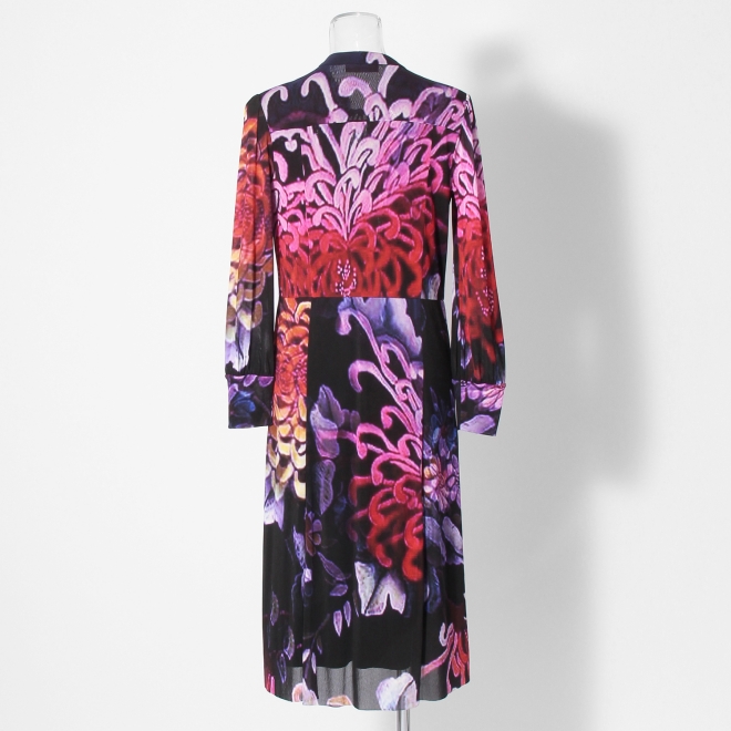 Chrysanthemum print on net ドレス 詳細画像 黒系マルチ 7