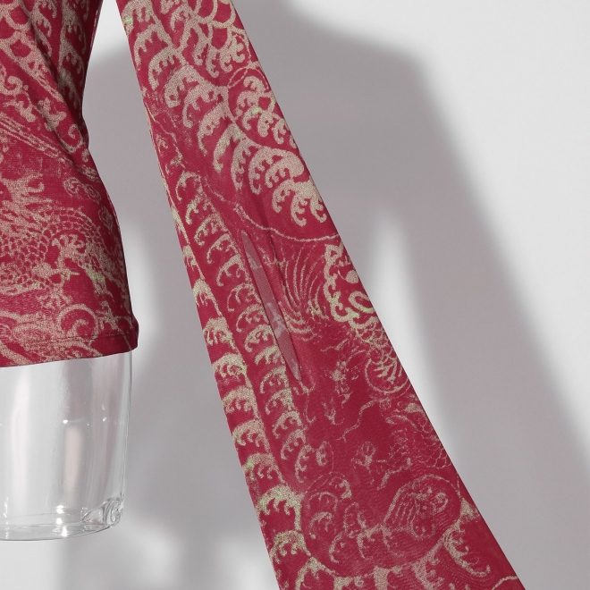 【COMING SOON】Opera shadow print on stretch net ブラウス 詳細画像 赤系マルチ 9