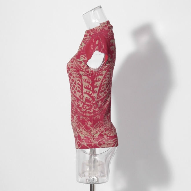 【COMING SOON】Opera shadow print on stretch net ブラウス 詳細画像 赤系マルチ 6