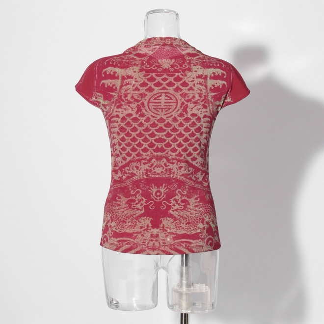 【COMING SOON】Opera shadow print on stretch net ブラウス 詳細画像 赤系マルチ 7