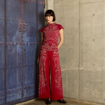 【COMING SOON】Opera shadow print on stretch net パンツ