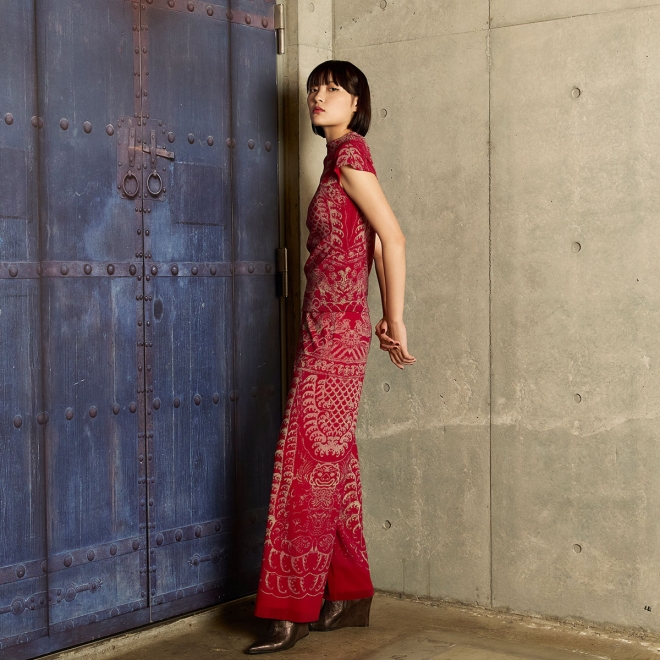 【COMING SOON】Opera shadow print on stretch net パンツ 詳細画像 赤系マルチ 2