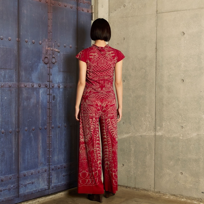 【COMING SOON】Opera shadow print on stretch net パンツ 詳細画像 赤系マルチ 3