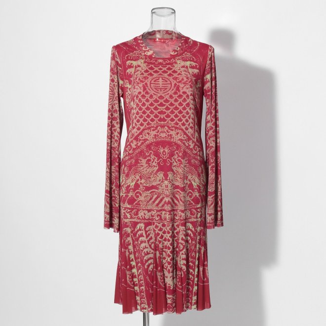 【COMING SOON】Opera shadow print on stretch net ドレス 詳細画像 赤系マルチ 4