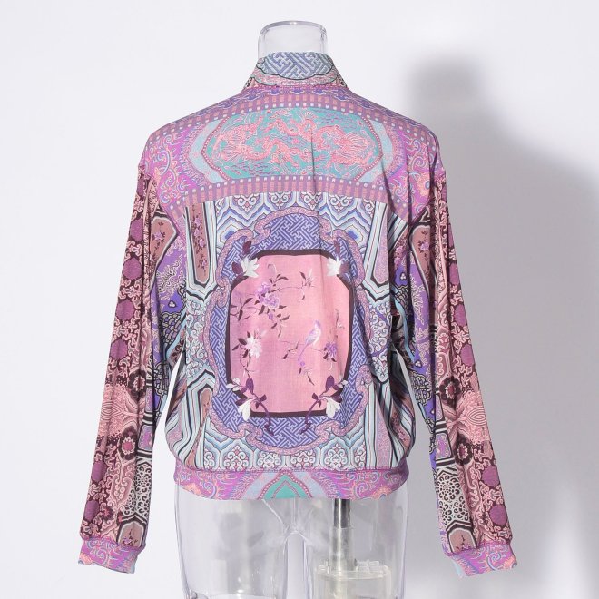 Palace bird printed on stretch net ブルゾン 詳細画像 パープル系マルチ 3
