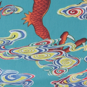 Ceramic dragon print on stretch net ブラウス 詳細画像