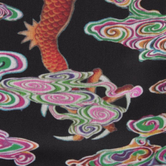 Ceramic dragon print on stretch net ブラウス 詳細画像 黒系マルチ 4