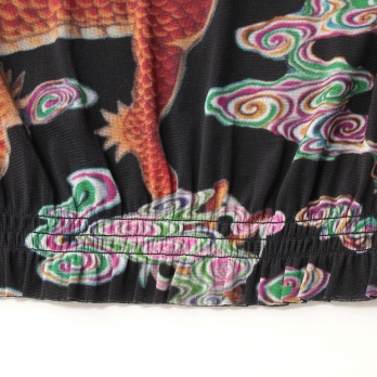 Ceramic dragon print on stretch net ブラウス 詳細画像