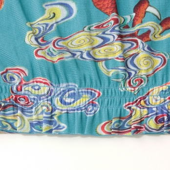 Ceramic dragon print on stretch net ブラウス 詳細画像