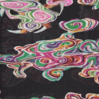 Ceramic dragon print on stretch net ブラウス 詳細画像