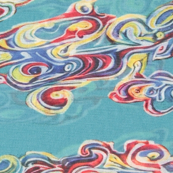 Ceramic dragon print on stretch net ブラウス 詳細画像