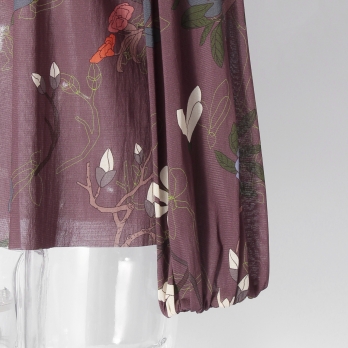 Floral inlay print on net ブラウス 詳細画像