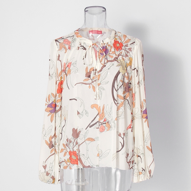 Floral inlay print on net ブラウス 詳細画像 白系マルチ 1