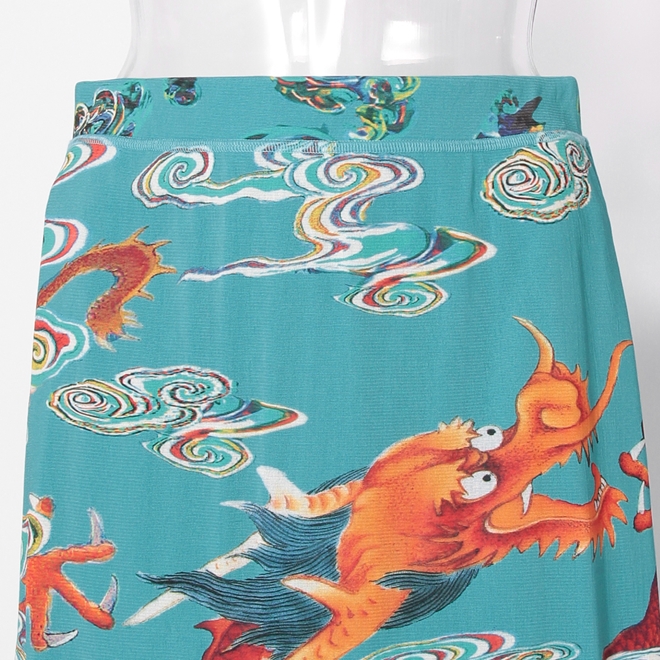 Ceramic dragon print on stretch net スカート 詳細画像 ブルー系マルチ 4