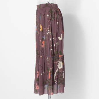 Floral inlay print on net スカート 詳細画像