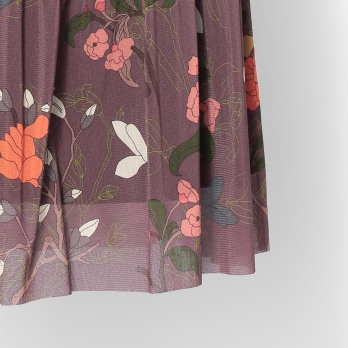 Floral inlay print on net スカート 詳細画像