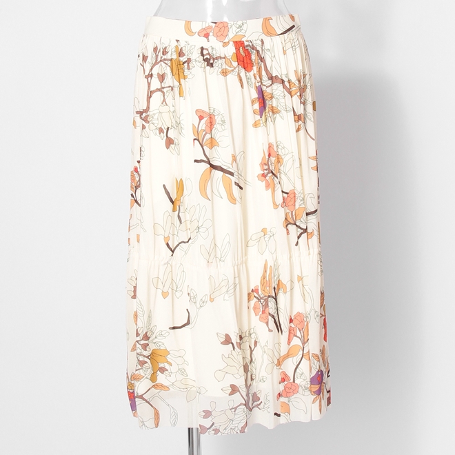 Floral inlay print on net スカート 詳細画像 白系マルチ 1
