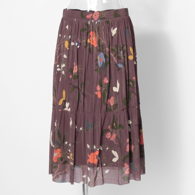 Floral inlay print on net スカート 詳細画像 パープル系マルチ 5