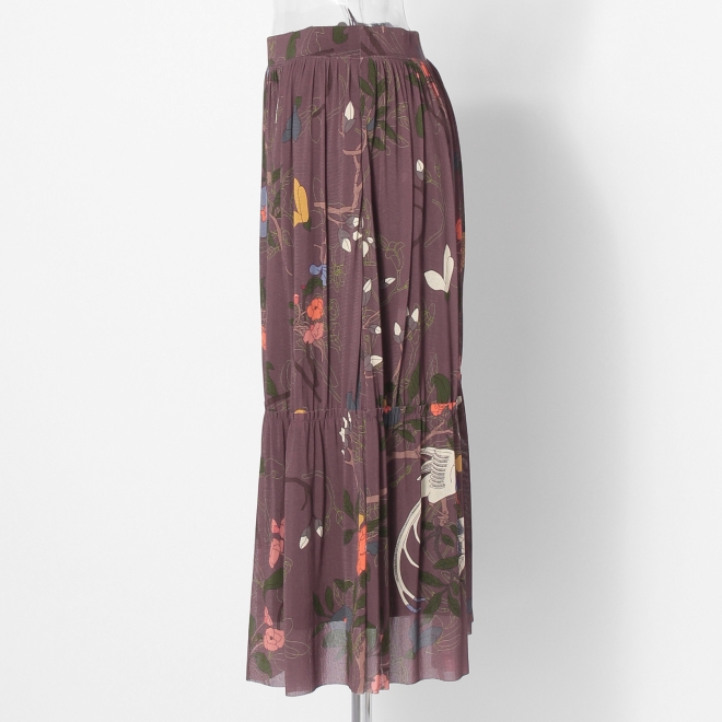 Floral inlay print on net スカート 詳細画像 パープル系マルチ 6