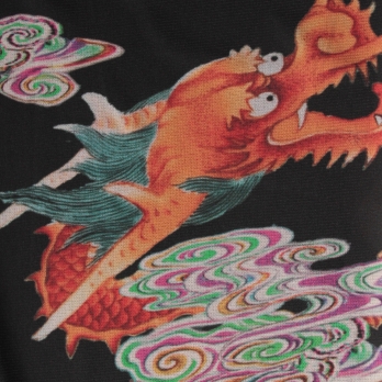Ceramic dragon print on stretch net パンツ 詳細画像