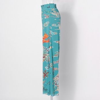 Ceramic dragon print on stretch net パンツ 詳細画像