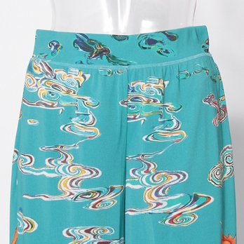 Ceramic dragon print on stretch net パンツ 詳細画像