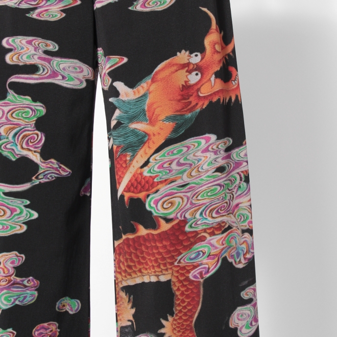 Ceramic dragon print on stretch net パンツ 詳細画像 黒系マルチ 6