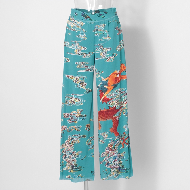 Ceramic dragon print on stretch net パンツ 詳細画像 ブルー系マルチ 1