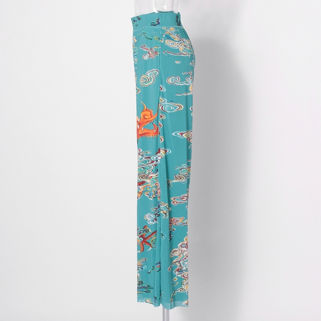 Ceramic dragon print on stretch net パンツ 詳細画像 ブルー系マルチ 2