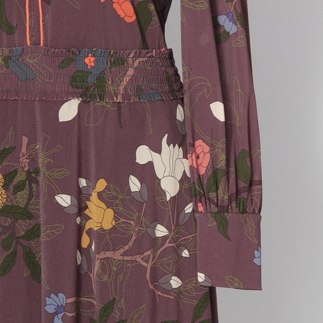 Floral inlay print on net ドレス 詳細画像 パープル系マルチ 5