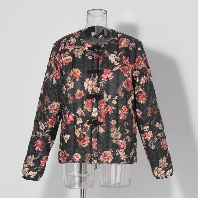 【TAION】【予約商品】Flower print×Embroidery  ブルゾン 詳細画像 黒系マルチ 9