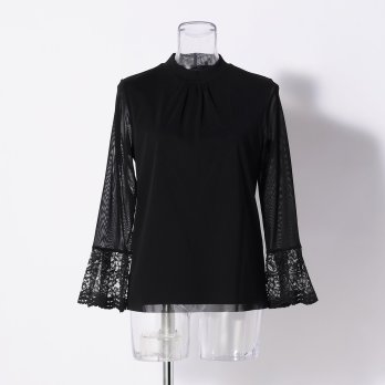 SOLID NET WITH LACE　ブラウス 詳細画像