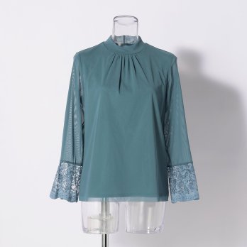SOLID NET WITH LACE　ブラウス 詳細画像