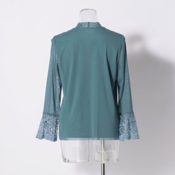 SOLID NET WITH LACE　ブラウス 詳細画像