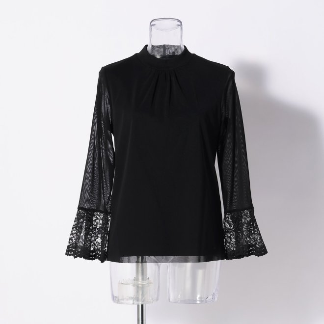SOLID NET WITH LACE　ブラウス 詳細画像 ブラック 1