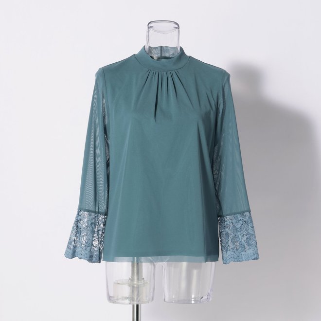 SOLID NET WITH LACE　ブラウス 詳細画像 ライトブルー 1