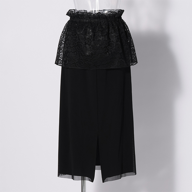 SOLID NET WITH LACE　スカート 詳細画像 ブラック 1