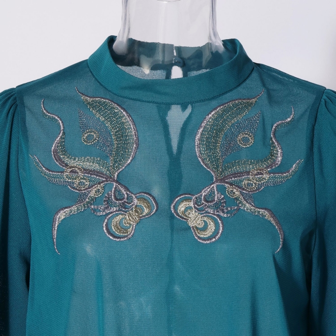 Gold fish embroidery ブラウス 詳細画像 ライトブルー 5