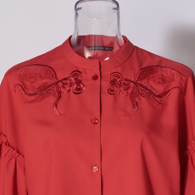 Gold fish embroidery ブラウス 詳細画像 レッド 4