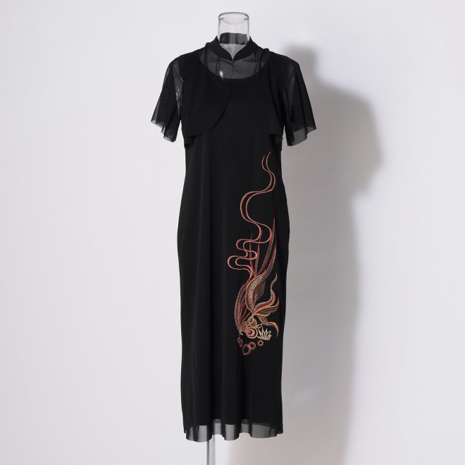 Gold fish embroidery ドレス 詳細画像 ブラック 1