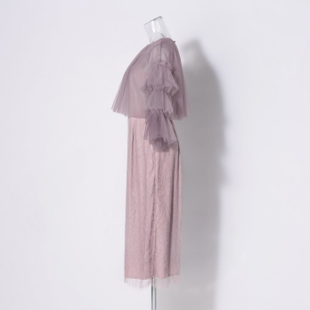 【DRESS COLLECTION】チュールフリルブラウス×レースドレス 詳細画像