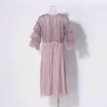 【DRESS COLLECTION】チュールフリルブラウス×レースドレス 詳細画像