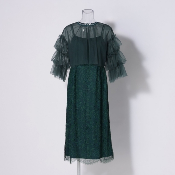 【DRESS COLLECTION】チュールフリルブラウス×レースドレス 詳細画像